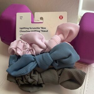 lululemon athletica Uplifting Scrunchie Bow Set - Pink, Blue, Gray
